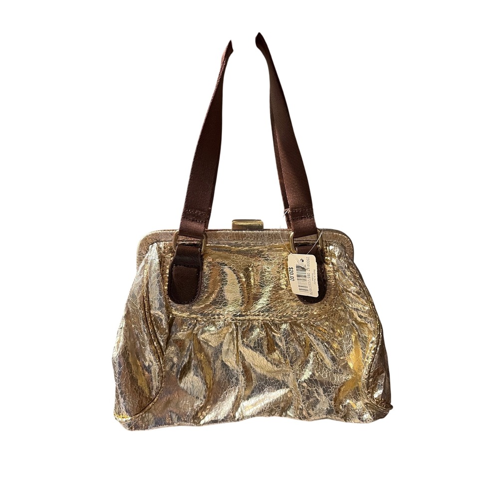 Handbag Metallic Gold Y2K Bath & Body Works Womens Small Gold Crackle Frame Bag